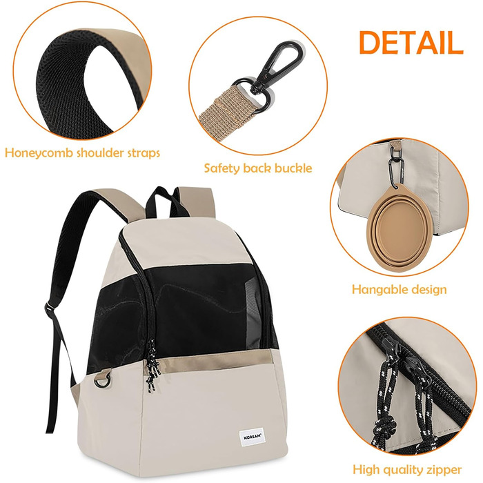 Рюкзак-переноска для тварин ALLSOPETS: для котів та маленьких собак, зручний, дихаючий, для подорожей, кемпінгу, прогулянок. Бежевий колір