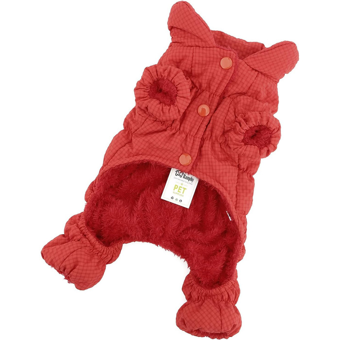 Зимовий теплий комбінезон для собак, тепла куртка-комбінезон для маленьких собак, флісова підкладка, водонепроникний, для Yorkie, Chihuahua, зелений (XL, червоний)