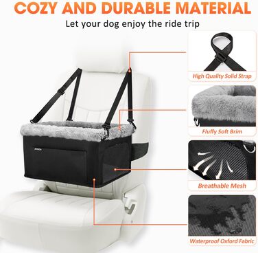 Підвищення для собак JOEJOY Deluxe: стабільний металевий каркас, безпечний поводок, для тварин до 9 кг. Зручний автокрісло з килимком та кишенями для дрібних речей