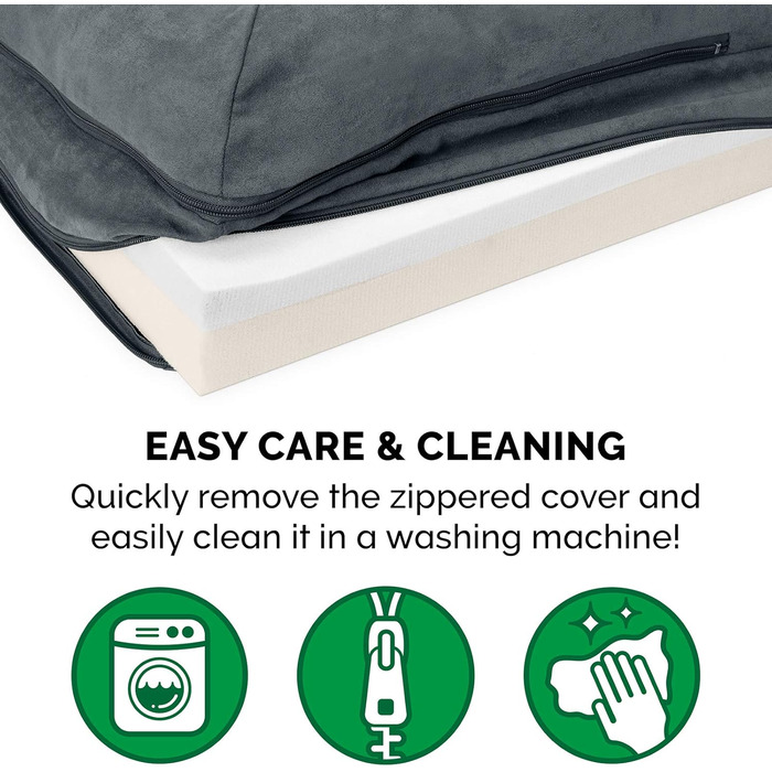 Ліжко для собак Furhaven XXL з ортопедичним матрацом Memory Foam, двоколірний штучний хутро та замша, Г-подібний диван, знімний і праний чохол, сірий, розмір Jumbo Plus (XXL)