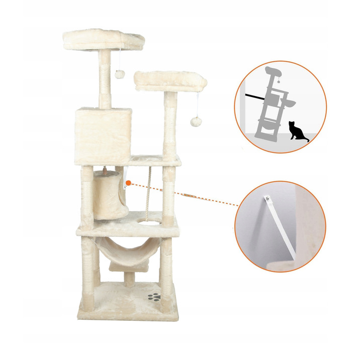 Високий когтеточка-комплекс для котів: лежанка та стовпчик для дряпання, вежа Drapaczek 161 - 220 см