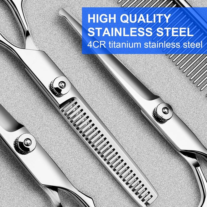 Професійний набір ножиць для грумінгу собак 6-в-1, титанове покриття, для догляду за шерстю собак, котів та інших домашніх тварин