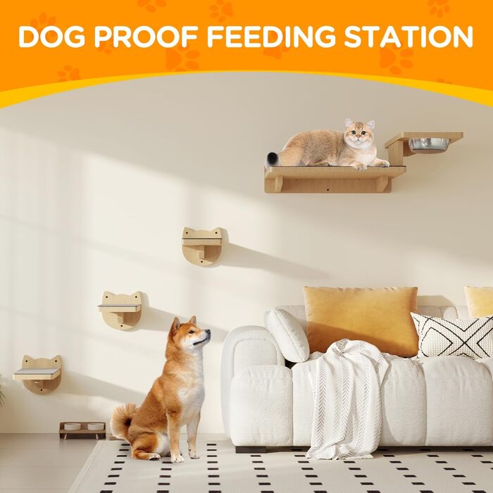 Меблі для котів MeowHomm: комплекс для лазіння, полиці, годівниці та ліжко на стіні