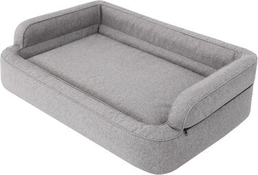 Ліжко для собак, кошик для тварин, ліжко для котів, знімний чохол, ліжко-лежанка, м'яке ліжко для собак, лежанка для тварин, сірий колір, XL: 96x62 см