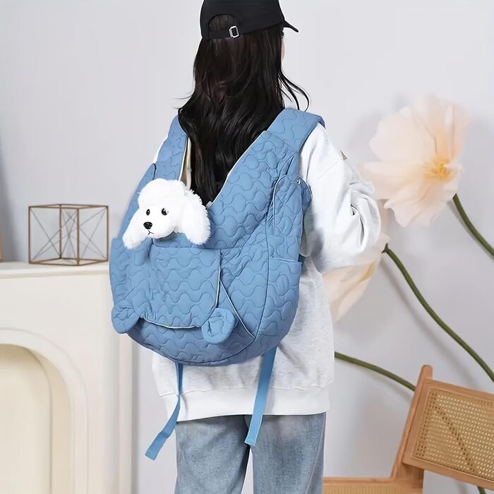 Рюкзак-переноска для собак та котів Ahuuen - дихаючий, м'який, для маленьких собак, кошенят, цуценят. Підходить для прогулянок, подорожей, кемпінгу, велопоїздок та шопінгу (Saphir)