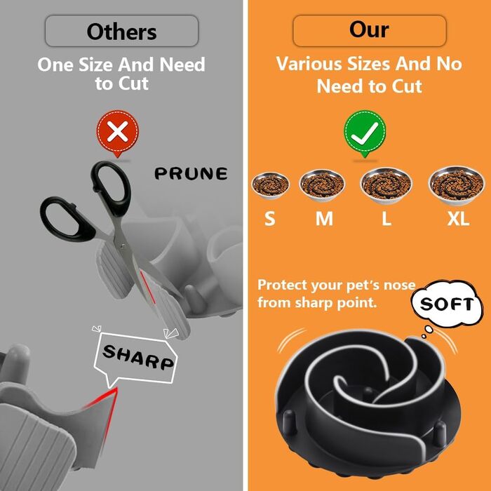 М'яка силіконова миска для собак, повільне годування, чорна, велика (L)