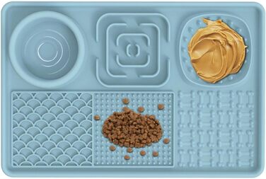 Килимок для собак та котів з силікону з присосками, антипригарний, для ласощів та розваг (Блакитний)
