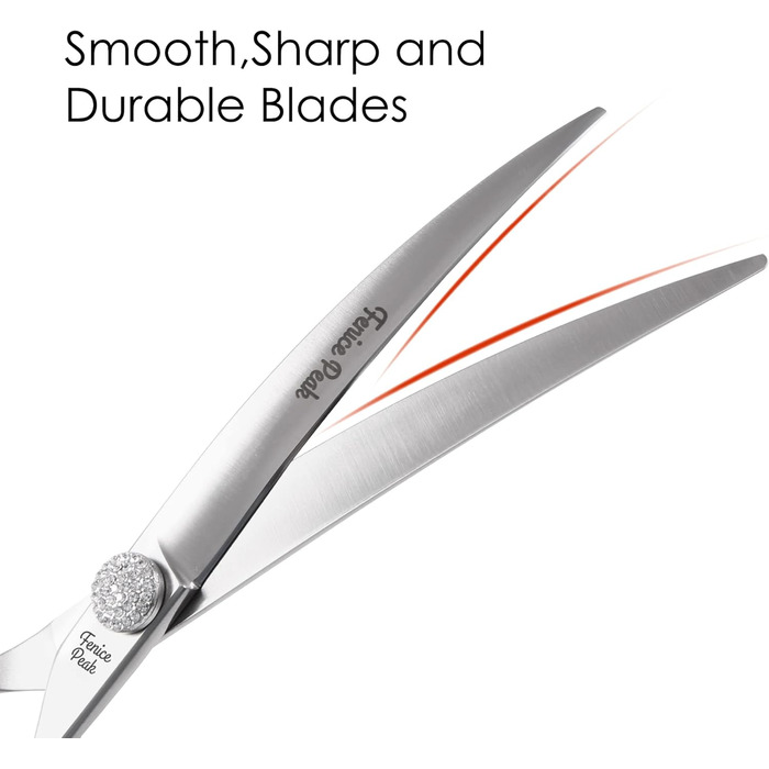 Ножиці для грумінгу собак Fenice Peak з декоративним камінчиком, 440C, нержавіюча сталь, 7.5 дюймів, професійні