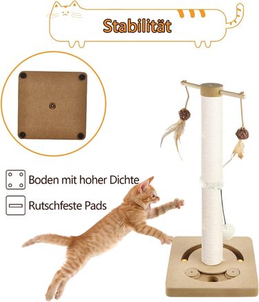 Котячий кігтеточильний стовпчик AUSCAT з інтерактивними іграшками, 63 см, бежевий