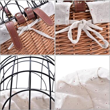 Плетенний велосипедний кошик для котів з дрітчатою кришкою, передній кошик для тварин, знімний переносник для собак, цуценят та котів