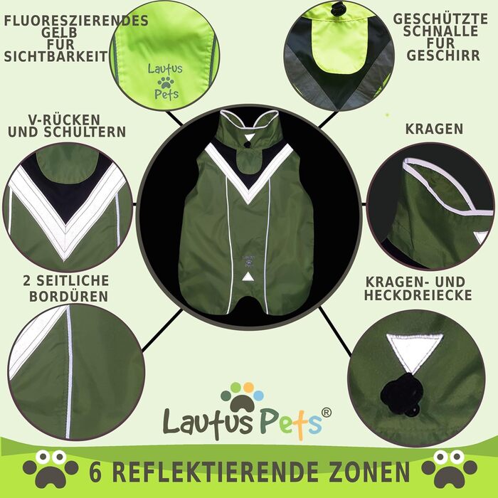 Дощовик для собак Lautus Pets, жовтий, водонепроникний, з отвором для шлейки (L)