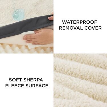 Ортопедичне ліжко для собак BEDSURE великих порід - 112x81x7.6 см, м'яке, миється, сіре/бежеве