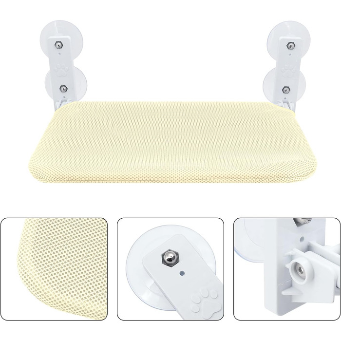 Крісло-гамак для котів Gearific на вікно, розкладне, з 4 присосками, міцним каркасом та дихаючою сіткою (Бежевий, 45 x 30 см)