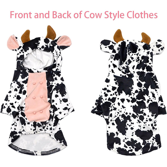 Костюм корови для собак, французький бульдог, кумедний костюм, для собак, на Різдво, костюм корови, одяг для котів (велика рогата худоба), розмір M