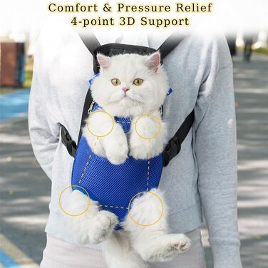 Рюкзак для собак 2.5-3.5 кг, регульований рюкзак для цуценят та домашніх тварин, переноска для собак, котів, кроликів, підходить для подорожей, блакитний (M)