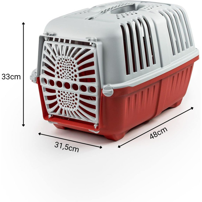 Транспортний бокс для собак Lionto з міцного переробленого пластику, 55x36x36 см, з практичним замком та ручкою, підходить для котів та дрібних тварин, для тварин до 15 кг, сірий