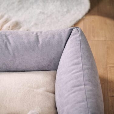 М'яке ліжко для собак Tagträumer Joy, сіре, 60x50x18 см, для маленьких собак, ергономічне, знімний м'який чохол