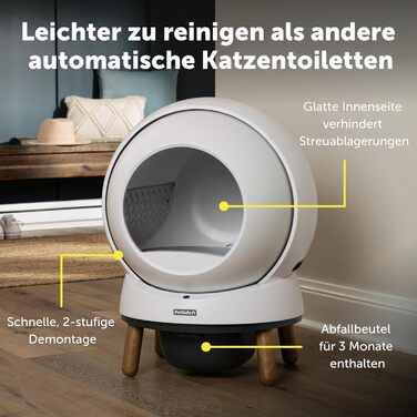 Автоматичний туалет для котів PetSafe ScoopFree SmartSpin з самоочищенням, сучасною системою контролю запаху, керуванням через додаток, моніторингом здоров'я, підходить для будь-якого наповнювача, до 2 тижнів автономної роботи