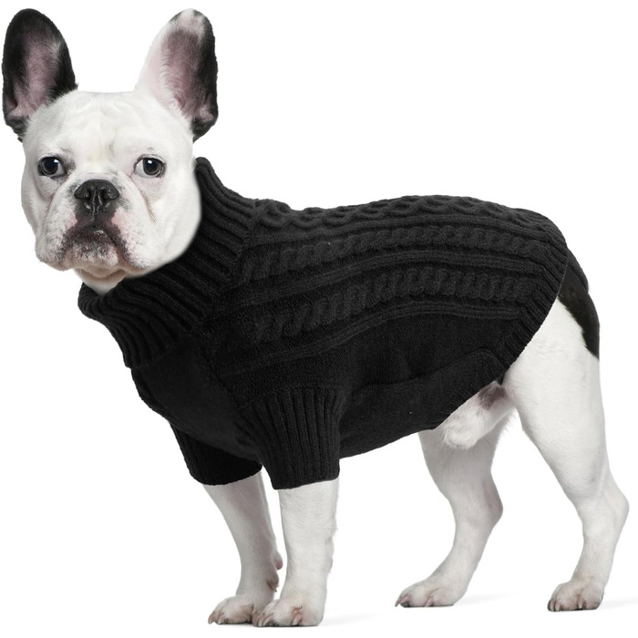 Пуловер для собак на Новий рік - теплий, з дірочкою для повідка, для чихуахуа, рейнхаунд та котів (S/L, чорний)