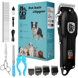 Машинка для стрижки собак, акумуляторна бездротова тиха, для котів та інших тварин, чорна