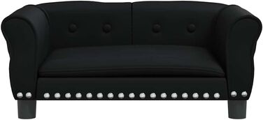 Софа для собак, зручне ліжко для домашніх тварин, лежанка для собак з штучної шкіри, ліжко для цуценят, диван для домашніх тварин, будочка для собак великих та середніх порід, сучасний та елегантний дизайн (70x45x30 см, чорний)