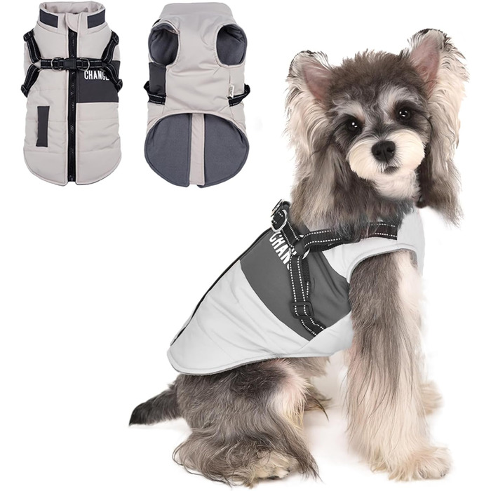 Зимовий одяг для собак: тепла куртка та одяг для цуценят та собак середніх розмірів (XL, сірий)