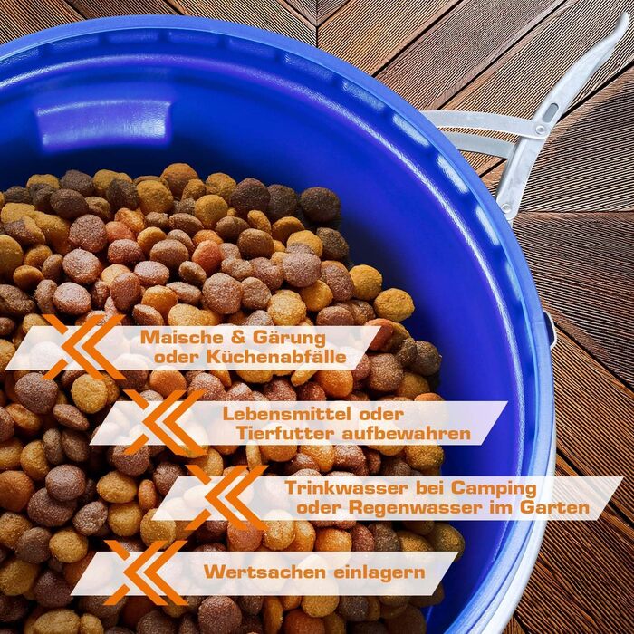 Футлярна бочка 60л з кришкою та обідком, харчова, 34см, універсальна, для саду (Блакитна)