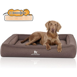 Ортопедичне ліжко для собак Knuffelwuff Yukon XXL 120x100 см, велюр, сіро-коричневе, ручне плетіння