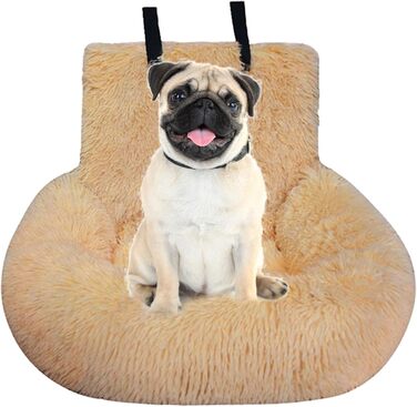 Автокрісло для собак, переноска для собак на заднє сидіння - знімне ліжко для собак з м'якого пуху. Автокрісло для собак Püsch, миється, з ременями безпеки, підходить для авто/мінівенів/SUV/пікапів (Абрикосовий, M)