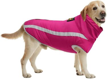 Водонепроникний зимовий теплий одяг для собак FeimaX з флісовою підкладкою. Тепла куртка для собак, цуценят, малих, середніх та великих порід. Рожевий колір, розмір XXL