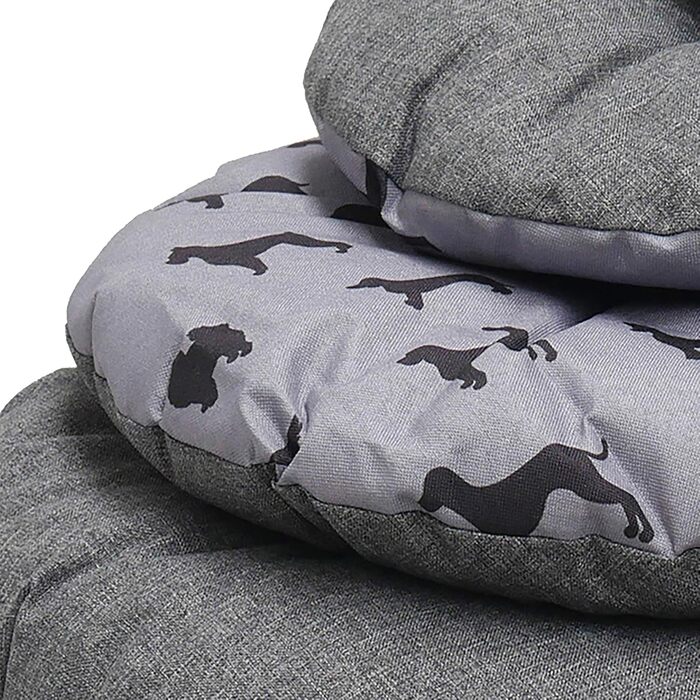 Матрац для собак Rosewood All Seasons Oval – великий, 94 см – двосторонній, з принтом собак & сірий, з виглядом льону – можна прати, зручний & для використання цілий рік (довжина 49 x ширина 67 x висота 7 см)