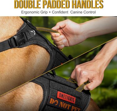 Шлейка для собак OneTigris з металевою пряжкою, тактична шлейка для великих собак, регульована, чорна, M