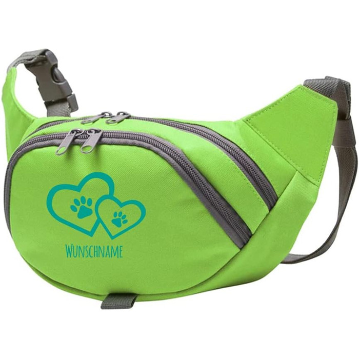 Персоналізована сумка для ласощів для собак з іменами та декором | Сумка для дресирування собак (Зелений/Блакитний)