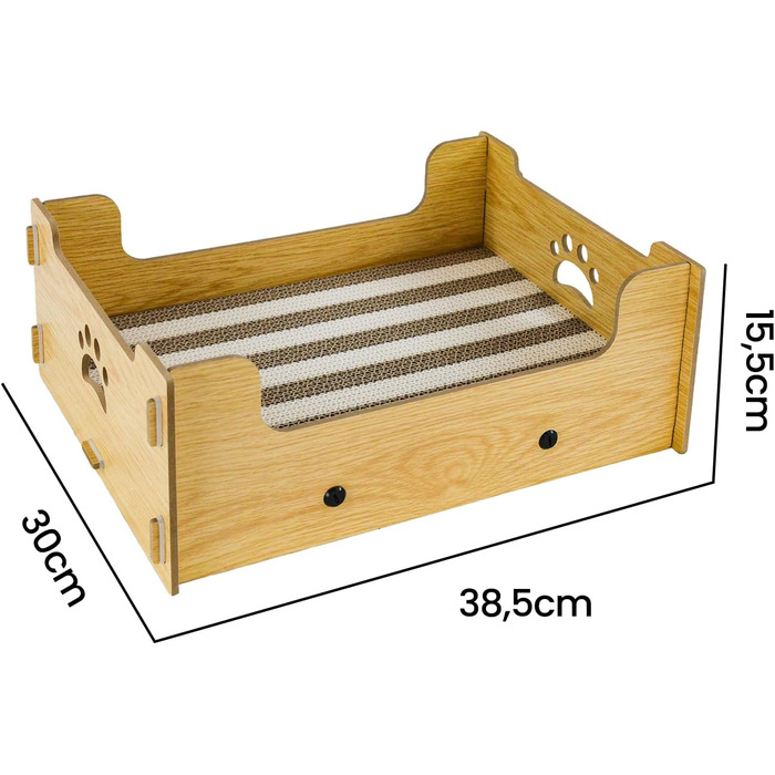 Килимок-крісло для котів з гофрокартону, великий розмір XXL, жовто-білі смуги, 38,5x30x15,5 см