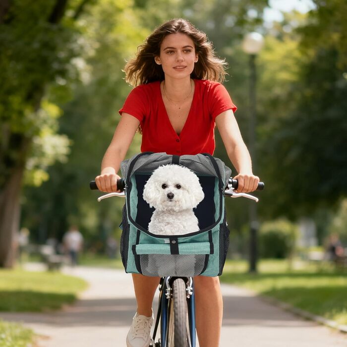 Складаний велосипедний кошик для собак та котів, дихаючий, з трьохшаровою сіткою, портативний, синього кольору