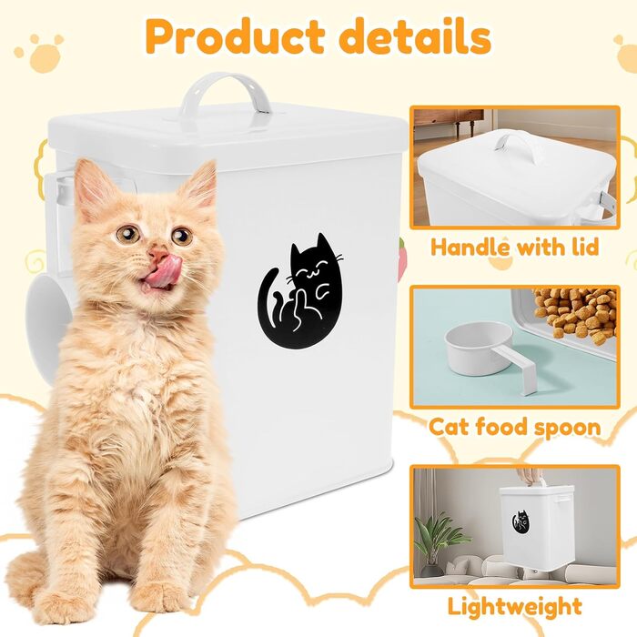 Металевий контейнер для котячого корму Leckerlidose, 6L, з герметичним кришкою та лопаткою, вінтажний дизайн, для сухого корму