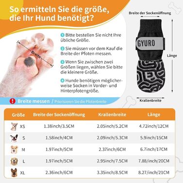 Шкарпетки для собак з антиковзаючою поверхнею та регульованими ремінцями для захисту лап на твердих підлогах (чорний, L-2.0)