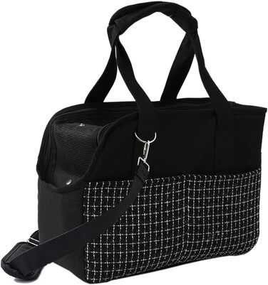 Сумка-переноска для собак та котів, велика, L 41x18x30 см, бежево-чорна