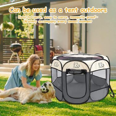 Клітка-загон для цуценят та дрібних тварин, 74x74x43 см, для собак, котів, кроликів та інших дрібних тварин, внутрішнє та зовнішнє використання (сірий)