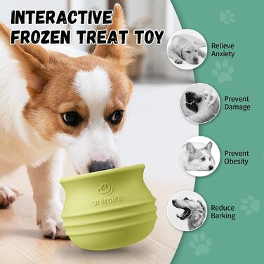 Іграшка-дозатор для собак Eckeri, інтерактивна головоломка для собак, збагачення для собак, іграшка-дозатор з кубиками для собак, безпечний силікон (L, зелений)