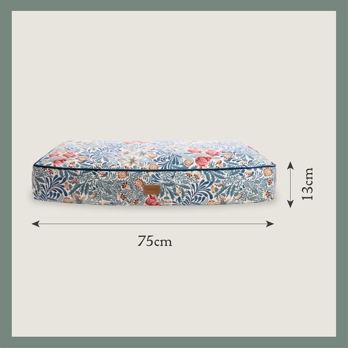 Матрац для собак Rosewood x Morris & Co. великого розміру, бордовий, з товстим шаром наповнювача, неслизький, можна прати, з принтом William Morris (Bower Berry Print, середній)