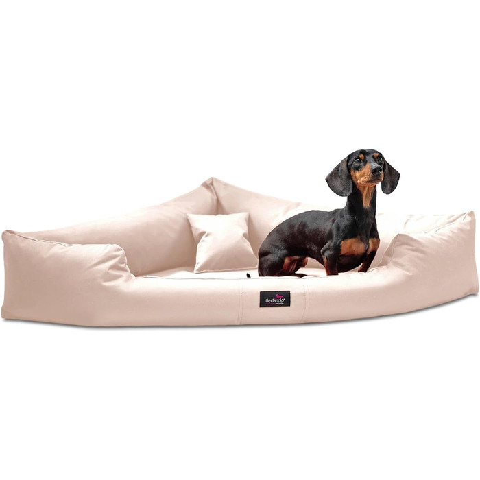 Ортопедичне ліжко для собак Tierlando® Trivia, 80x80 см, з віскоеластичною матрацом, міцний поліестер, кремовий колір