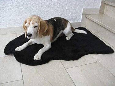 Лежанка з натурального овечого хутра Reissner Engel для котів та собак (Patch), сірий (чорний)