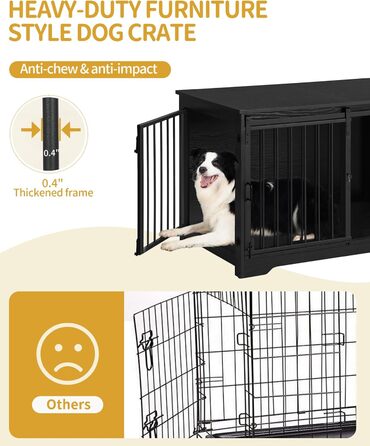 Клітка для собак Hzuaneri, 100 см, з розсувними дверима, для дому, чорна, DFC02304B