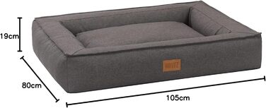 Крісло-ліжко для собак BOXBED від MSS e.K. з знімним велюровим покриттям та м'якою оббивкою. Легко миється, розмір 105 x 80 x 19 см. Підходить для цуценят та собак великих порід. Колір: коричневий.