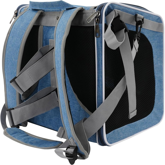 Рюкзак для собак і котів на велосипеді 32x29x39 см, з сіткою та кишенями, до 7,5 кг (синьо-зелений)