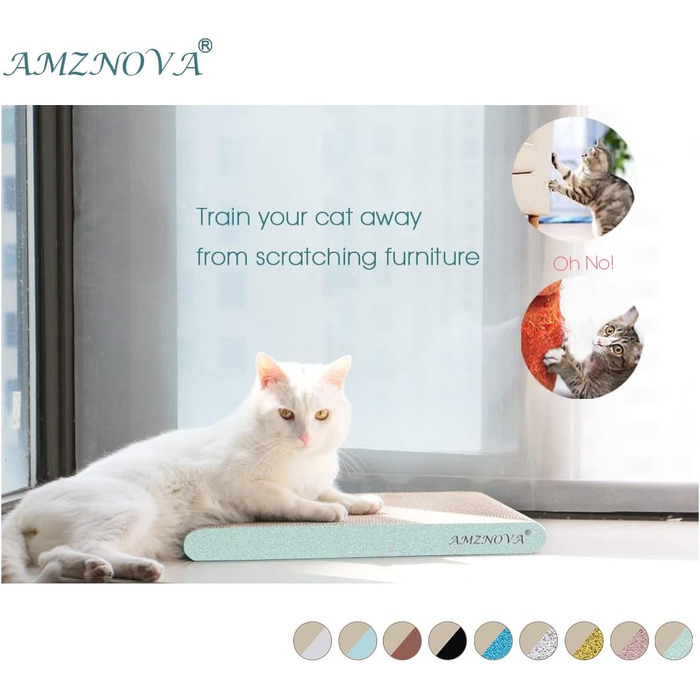 AMZNOVA Килимок для котів з картону з котячою м'ятою, килимок для дряпання, широкий, блискучий рожево-золотий (зелений блиск, 43.2x30.5 см)