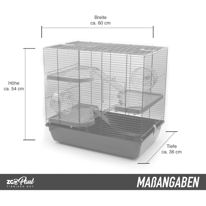 Клітка для гризунів ZooPaul Premium XXL, беж, з аксесуарами, 60x36x54 см, для мишей і хом'яків