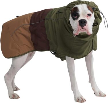 Дощовик для собак Spark Paws 3XL, водонепроникний, вітрозахисний, дихаючий, з повним захистом тіла, відбивний, зелено-коричневий, для дрібних, середніх та великих порід