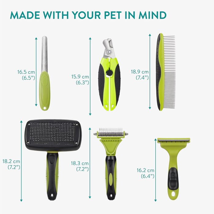 Набір для догляду за домашніми тваринами Navaris Premium (6 шт.) - щітка для котів та собак, точилка для кігтів для собак та котів